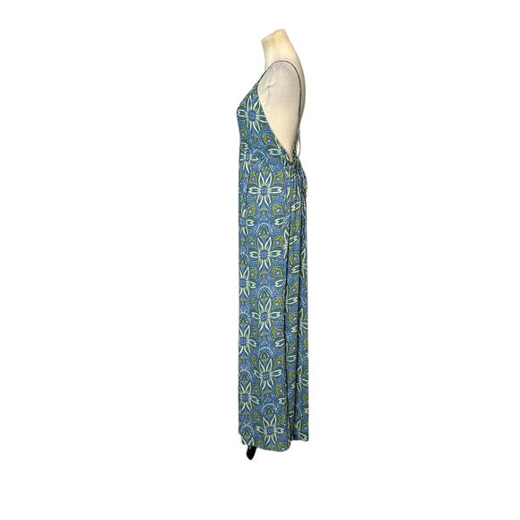 Free People Hard Days Blue Yellow Floral Sleeveless Jumpsuit Small - Picture 6 of 11